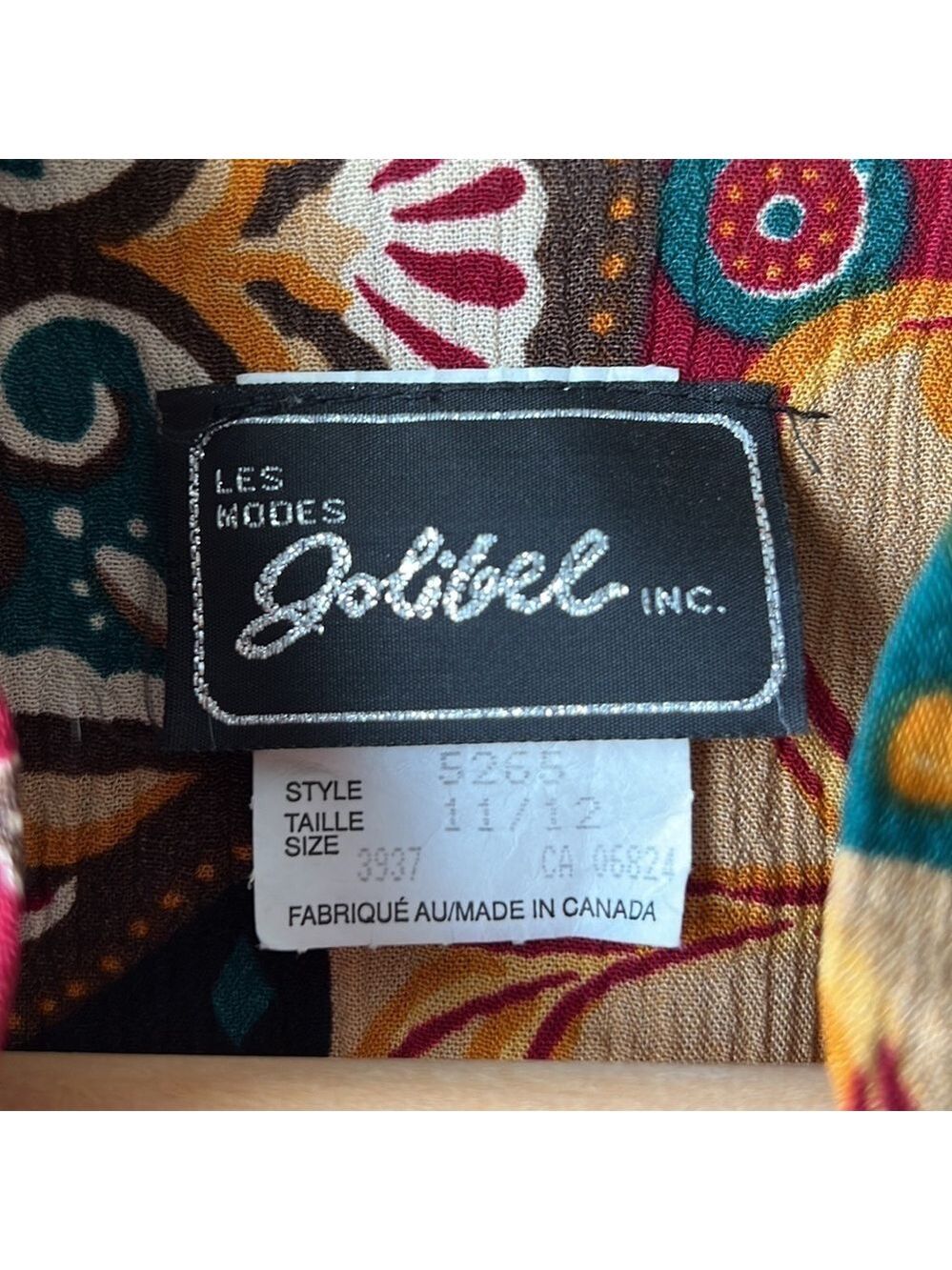 Jolibee Vintage Multicolored Creped Fabric Abstract Pattern Tunic Size 12 - Picture 3 of 14